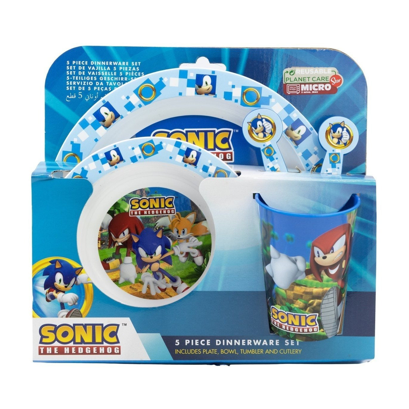 Set di stoviglie riutilizzabile per bambini bicolore – Set composto da 5 pezzi: Piatto, ciotola, bicchieri e posate per bambini e bebé