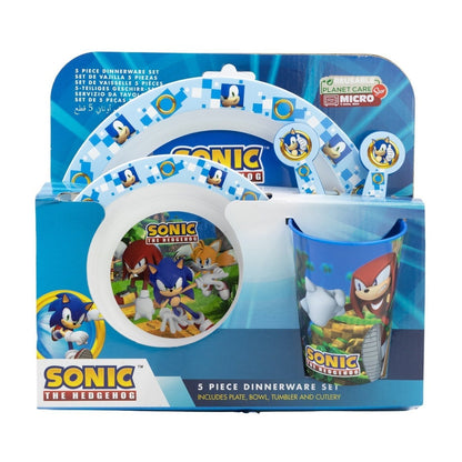 Set di stoviglie riutilizzabile per bambini bicolore – Set composto da 5 pezzi: Piatto, ciotola, bicchieri e posate per bambini e bebé