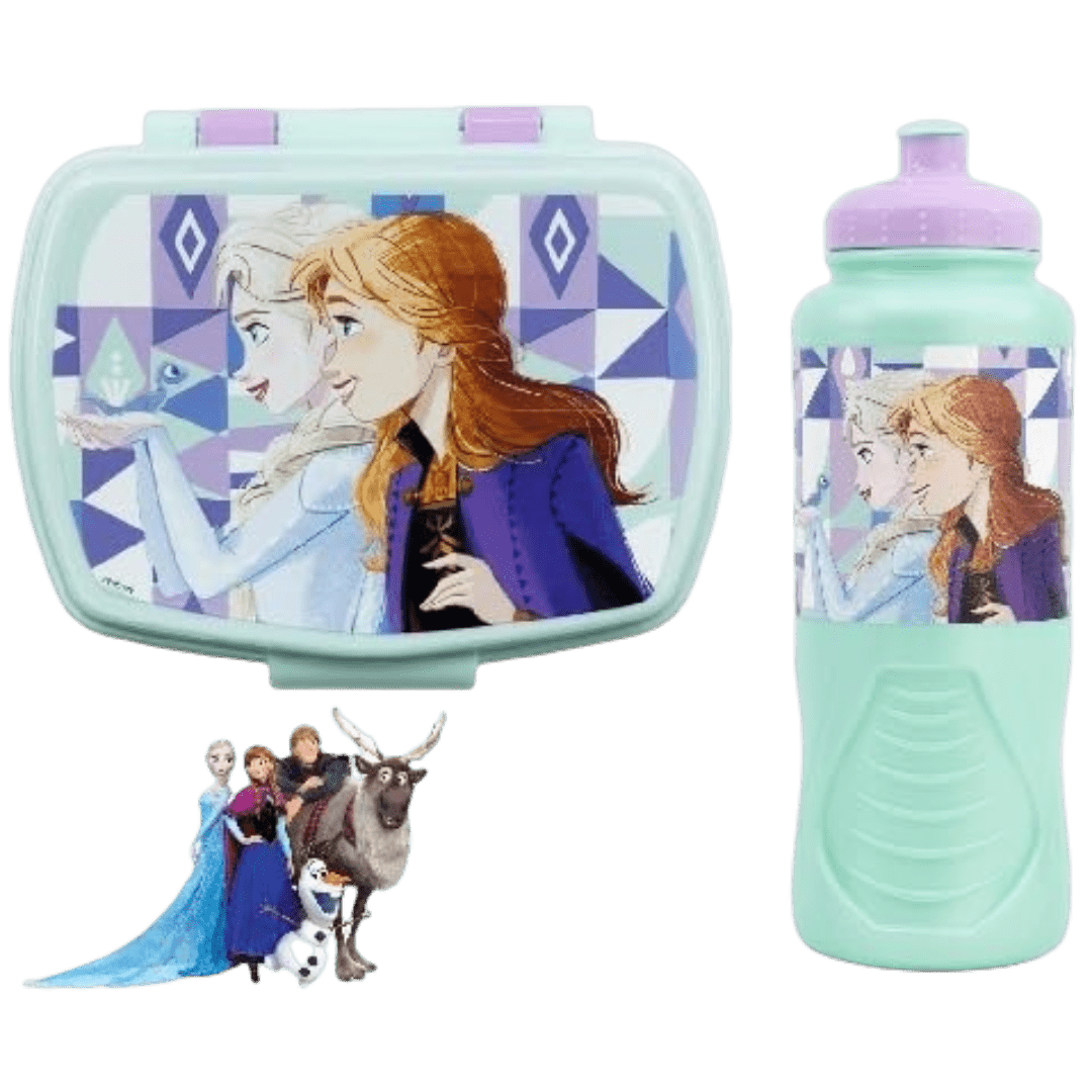 Set Pranzo Scuola 2 Pezzi Portamerenda e Borraccia in Plastica Bambini Bambino Merenda Launch Box