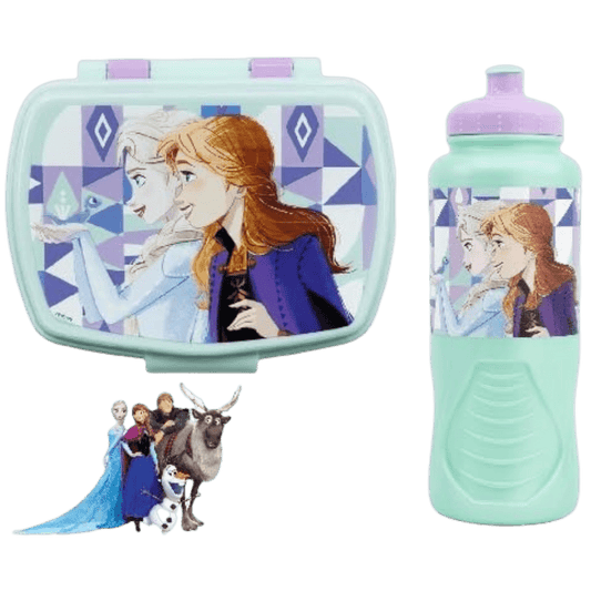 Set Pranzo Scuola 2 Pezzi Portamerenda e Borraccia in Plastica Bambini Bambino Merenda Launch Box