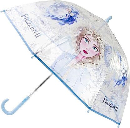 FROZEN - Ombrello da Pioggia Trasparente e Multicolore unisex a campana per bambini