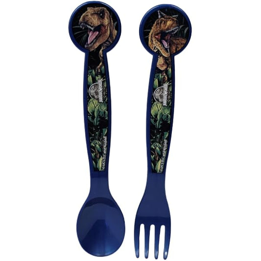 Set Posate  Bambini in Plastica Alimentare senza BPA - Forchetta e Cucchiaio Made in Spain ( JURASSIC WORLD)