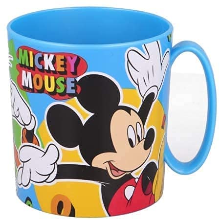 Tazza Bicchiere in plastica 350ml  Microonde con manico Bambini colazione BPA-free (Mickey Mouse Topolino)