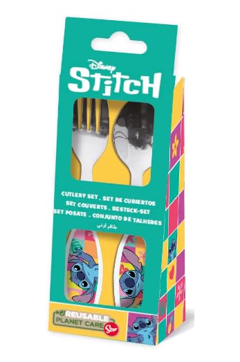 STITCH | Set Posate  Bambini in Acciaio Inossidabile - Forchetta e Cucchiaio (Lilo & Stitch)