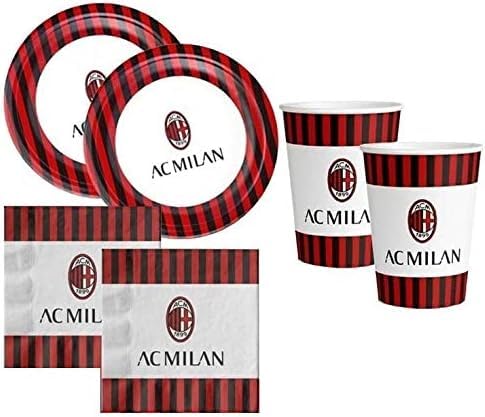 Kit Festa 8 Persone Set Tavola Addobbi Party Compleanno con 8 Piatti, 8 Bicchieri e 20 tovaglioli - MILAN