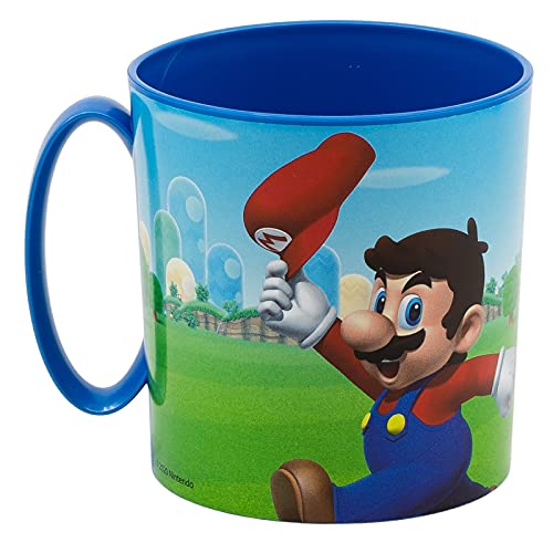 ILS I LOVE SHOPPING Tazza Bicchiere in plastica 350ml  Microonde con manico Bambini colazione BPA-free Mario