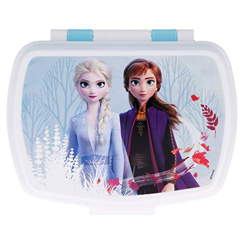 Sandwich box Portamerenda Disney Frozen plastica, senza BPA, con chiusura di sicurezza, non adatta al microonde e alla lavastoviglie, lavabile e riutilizzabile