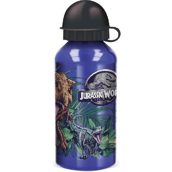 Borraccia Scuola Bottiglia Sport in Alluminio Bambini 400ml con Beccuccio Retraibile JURASSIC WORLD