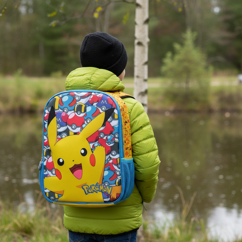 POKEMON - Zaino 3D Bambino per Scuola e Asilo Tempo Libero - Design Pratico e Capiente con sacca per borraccia