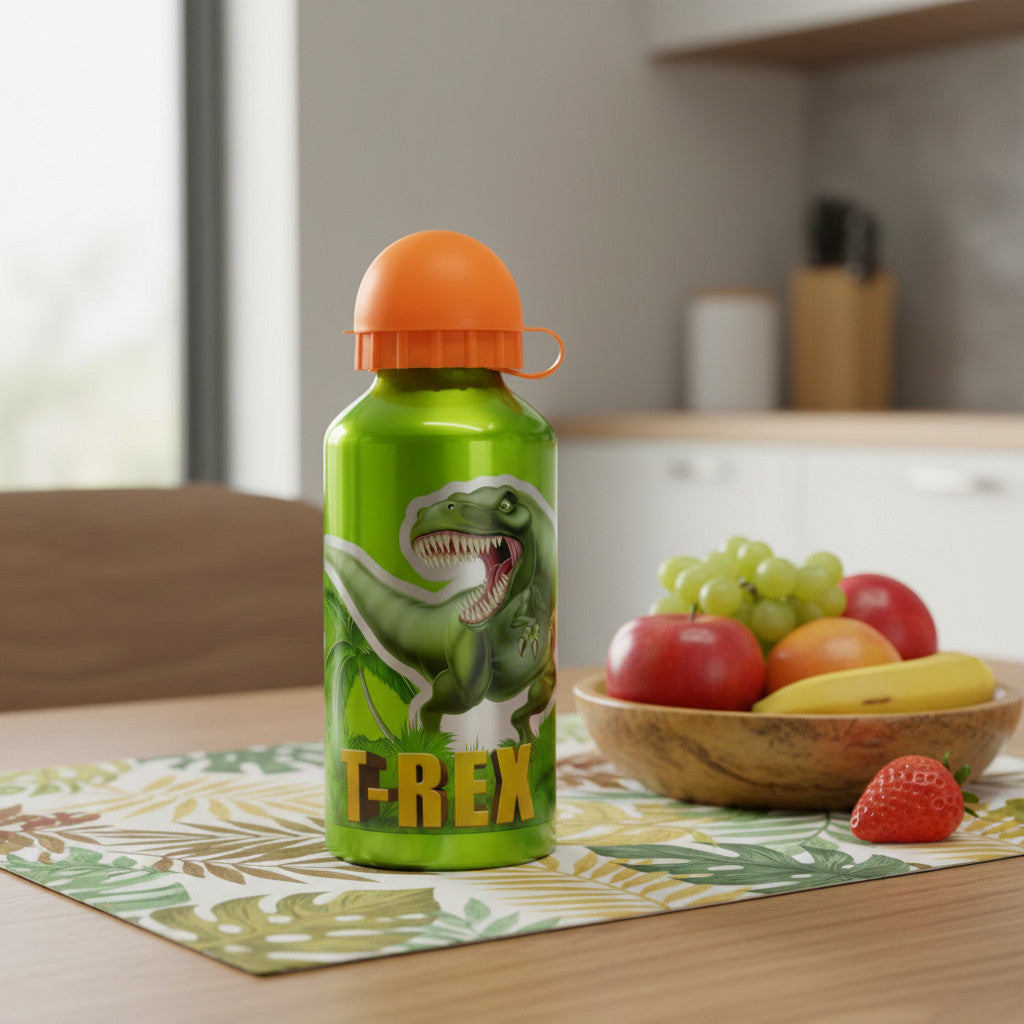 DINOSAURI - Borraccia ufficiale Scuola Bottiglia Sport in lega di Alluminio per Bambini e Ragazzi 400ml con beccuccio re