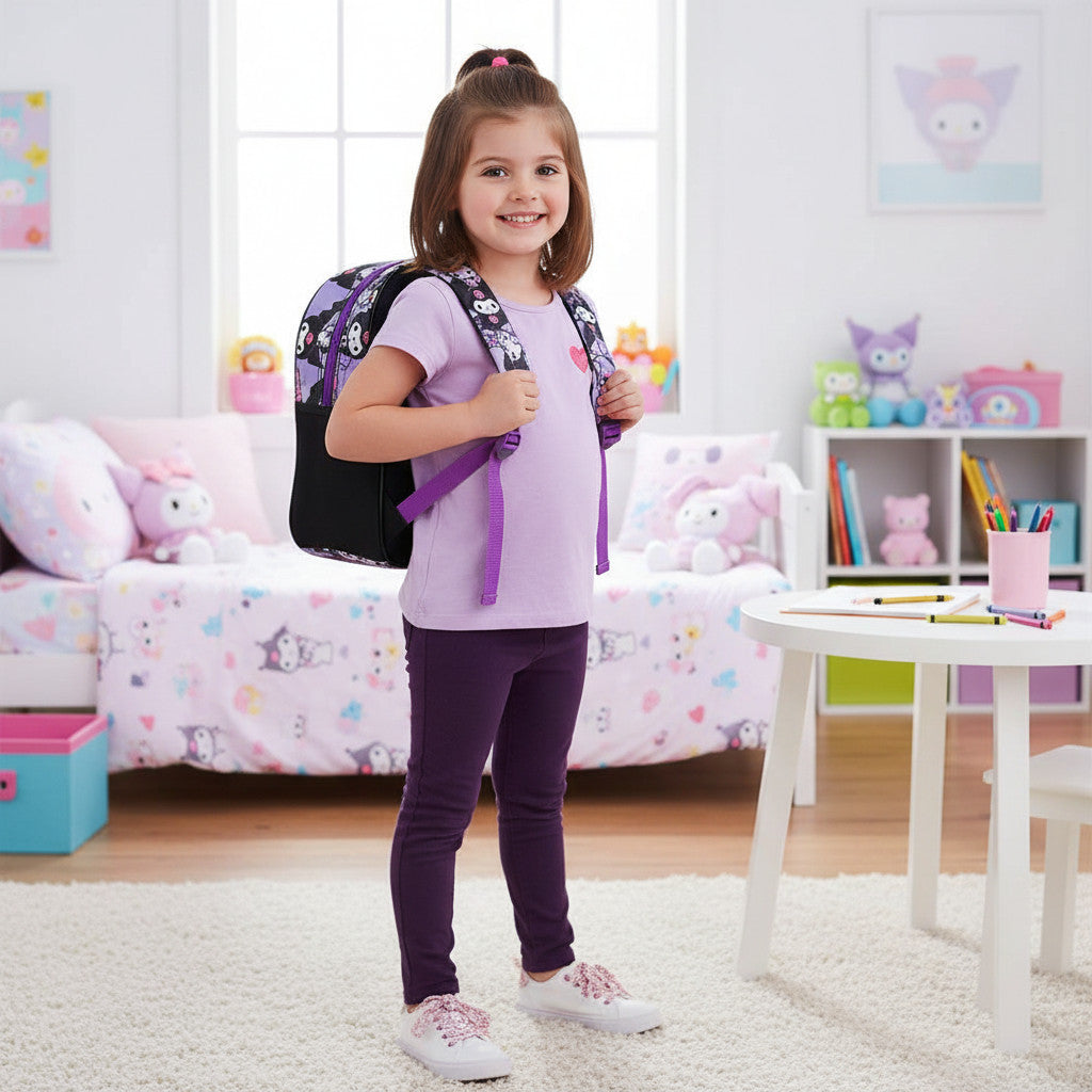 KUROMI - Zaino per bambini Zainetto Asilo Infanzia per la Scuola e tempo libero con chiusura lampo Hello
