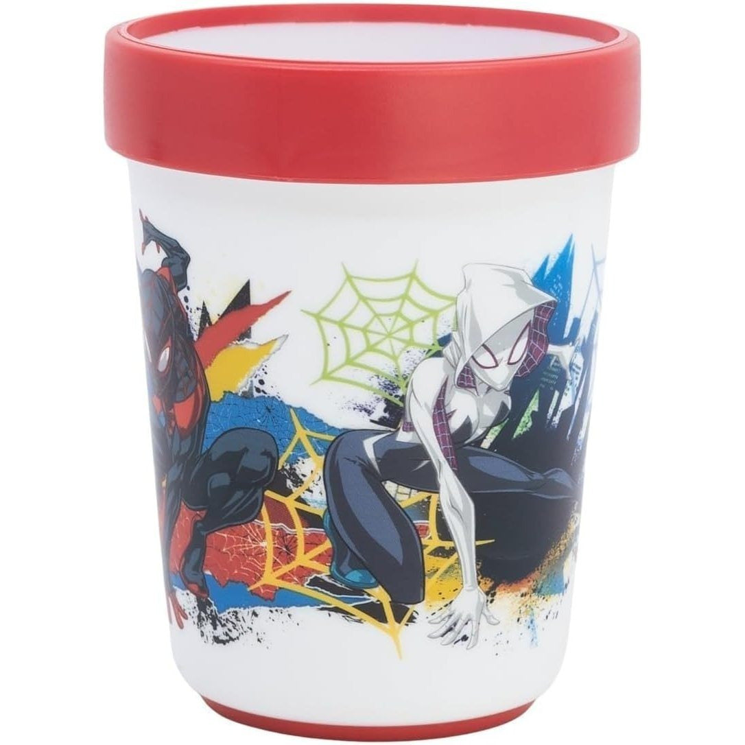 Set di stoviglie bicolore composto da 2 pezzi: Piatto e bicchiere per bambini con base antiscivolo SPIDER