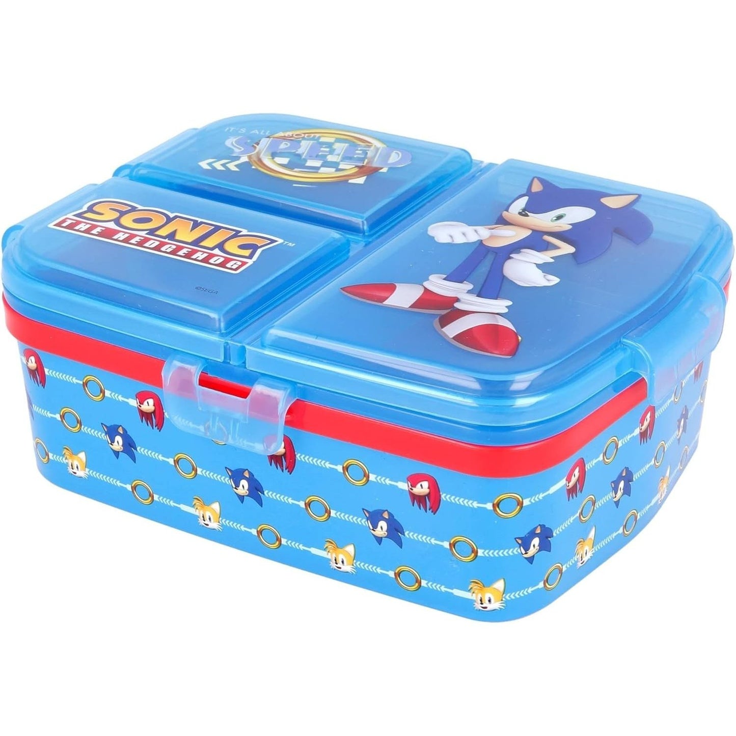 SONIC - Porta Merenda Scuola con 3 scomparti Portamerenda in Plastica Bambini Pranzo Launch Box - BPA Free