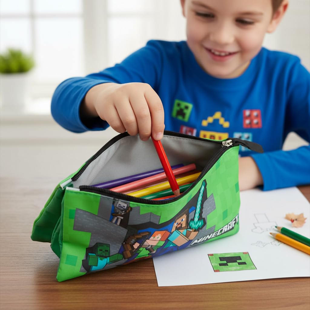 Portapenne Astuccio Triplo Borsellino Scuola e Asilo per Bambini e Ragazzi 22x12cm