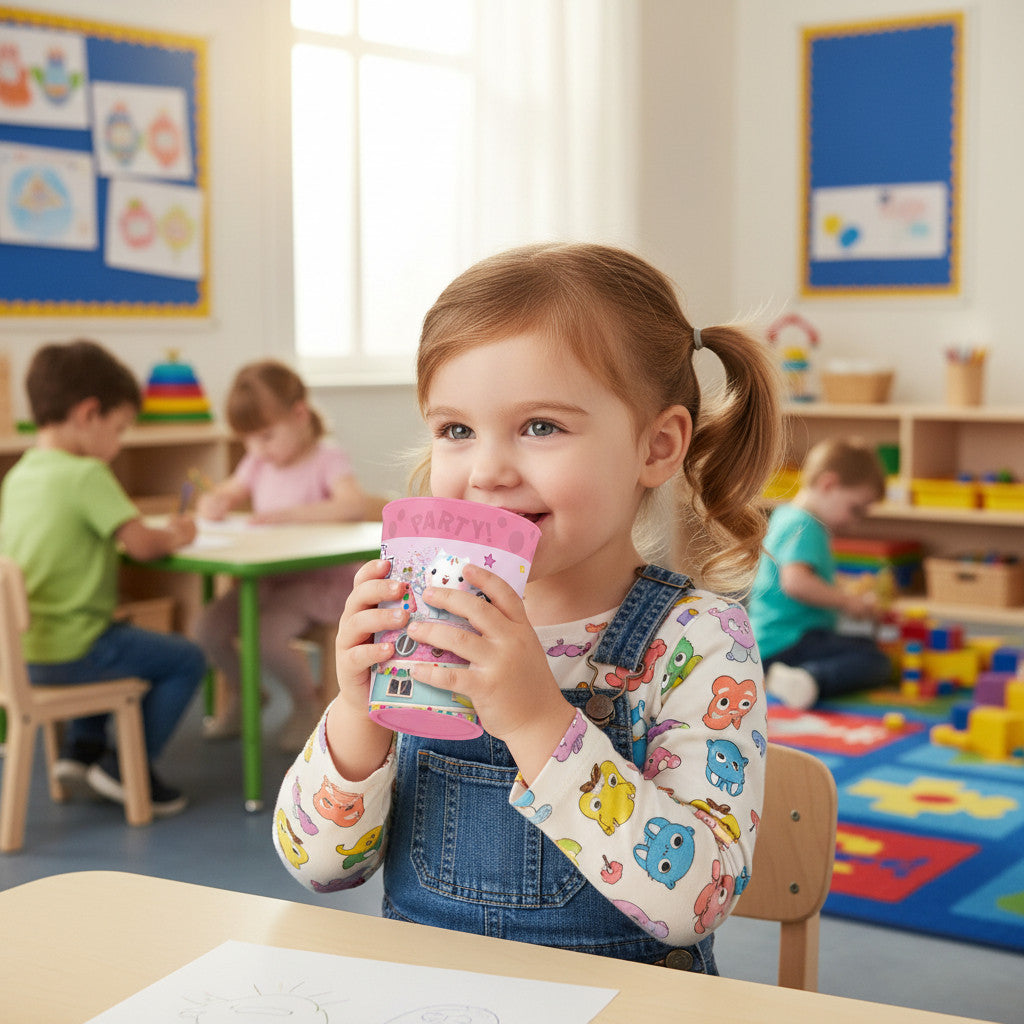 Set 2 Bicchieri per Bambini 260 ml in plastica Regalo per Bimbe - Adatto per lavastoglie e microonde - GABBY