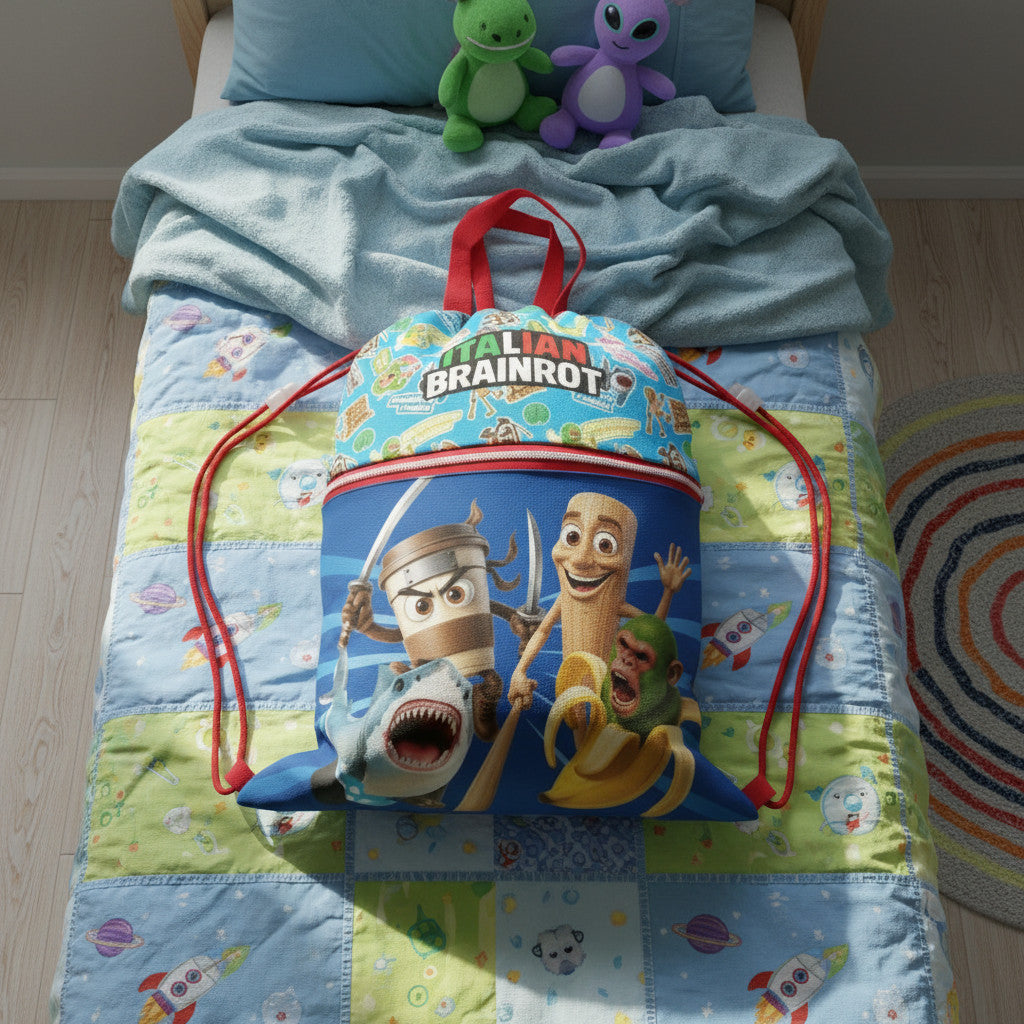 Sacca Sportiva per Bambino, Borsa Zaino per Asilo, Palestra, Piscina, Viaggio, Portascarpe