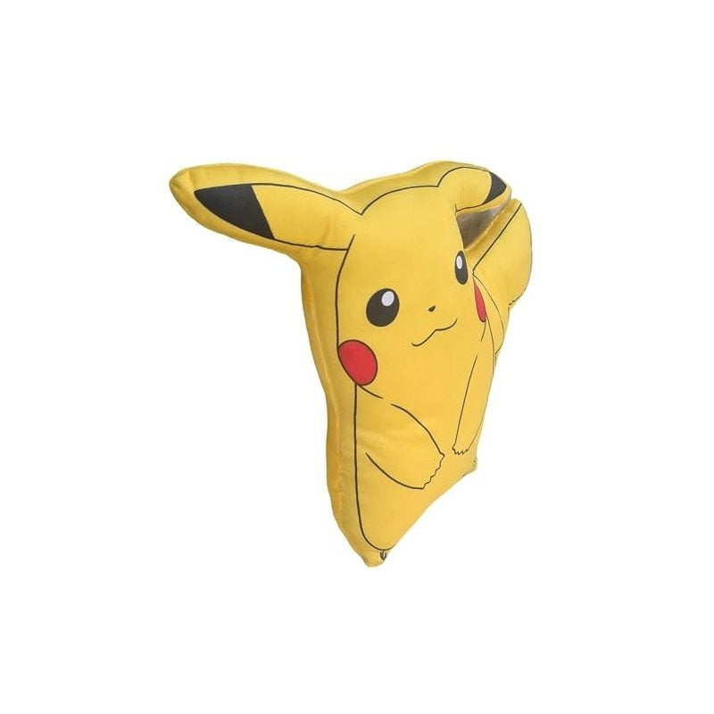 POKEMON - Cuscino 3D ufficiale a forma di personaggio Sagomato Pikachu, 31 cm x 33 cm, peluche lavabile