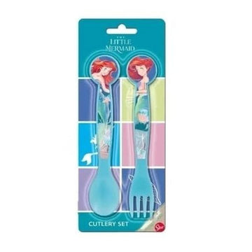 Set Posate per Bambini in Plastica Alimentare - Forchetta e Cucchiaio Made in Spain ARIEL Sirenetta