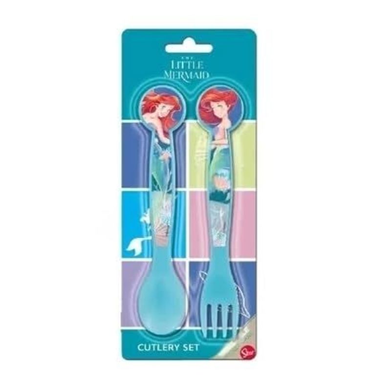 Set Posate per Bambini in Plastica Alimentare - Forchetta e Cucchiaio Made in Spain ARIEL Sirenetta