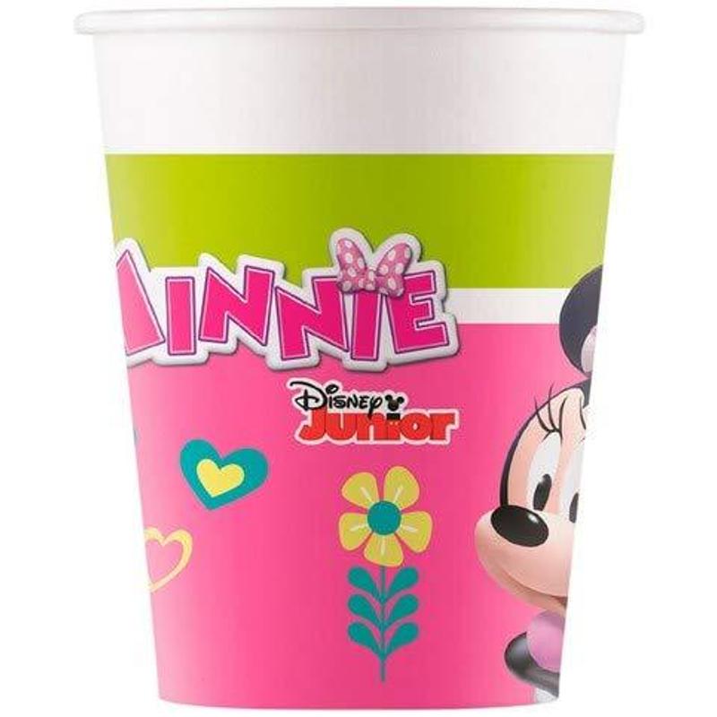 Kit Festa 8 Persone Set Tavola Addobbi Party Compleanno con 8 Piatti, 8 Bicchieri e tovaglioli (Minnie Mouse)