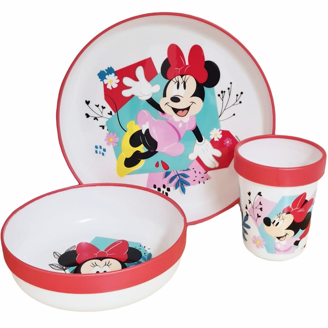 Set di stoviglie riutilizzabile  bambini bicolore – Set composto da 3 pezzi: Piatto, ciotola e bicchiere  bambini e bebé