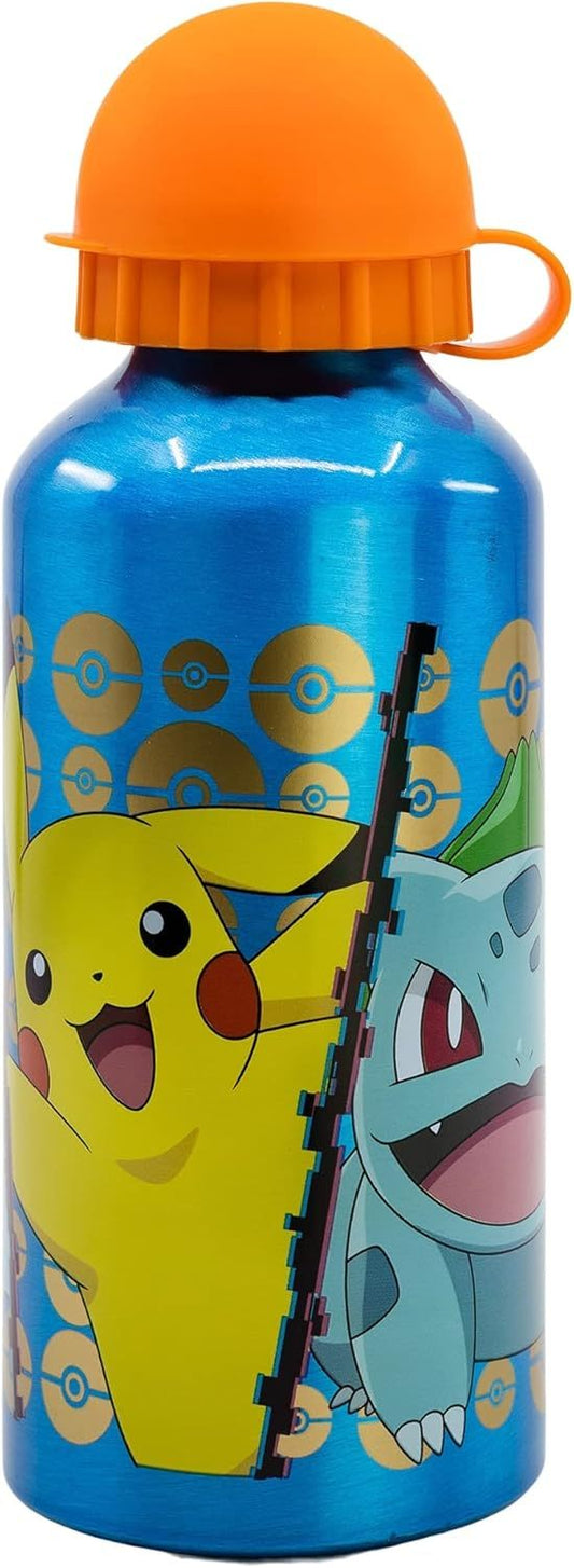 POKEMON - Borraccia Scuola Bottiglia Sport in lega di Alluminio per Bambini 400ml con beccuccio retraibile - Pikachu