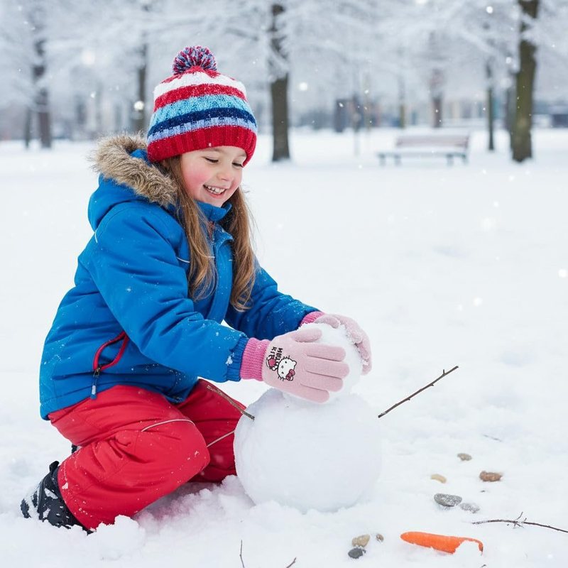 Guanti Hello Kitty Bambini Invernali Taglia Unica Rosa 3