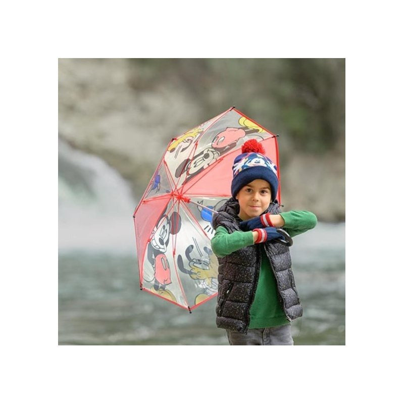 Ombrello da Pioggia Trasparente e Multicolore unisex a campana per bambini MICKEY MOUSE