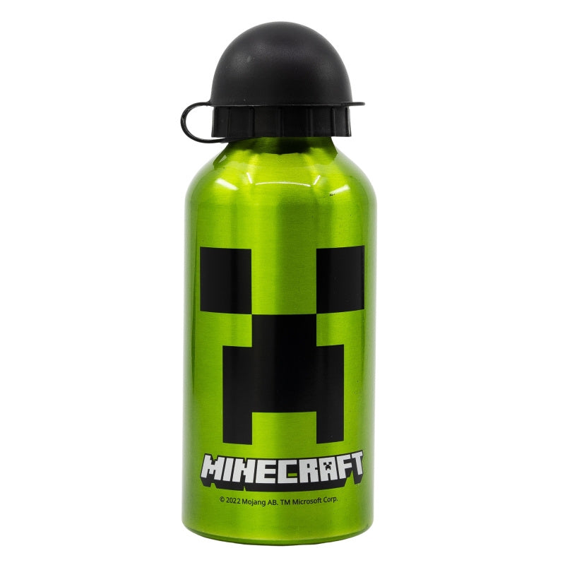 Borraccia Ufficiale Scuola Minecraft Bottiglia Sport in Lega di Alluminio per Bambini e Ragazzi 400ml con Beccuccio Retraibile