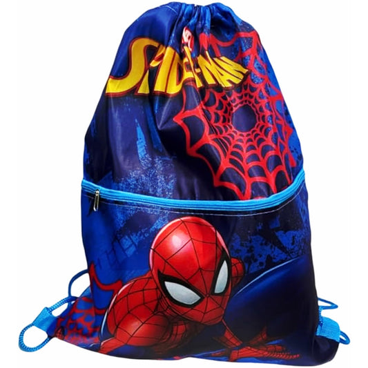 SPIDERMAN - Sacca Sportiva con manici e tasca per Bambino, Borsa Coulisse Zaino per Asilo, Palestra, Piscina, Viaggio, Portascarpe | per SPIDERMAN