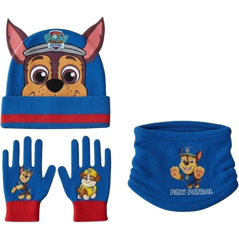 Set 3 Pezzi Paw Patrol Cappello Scaldacollo Guanti Bambini Taglia Unica