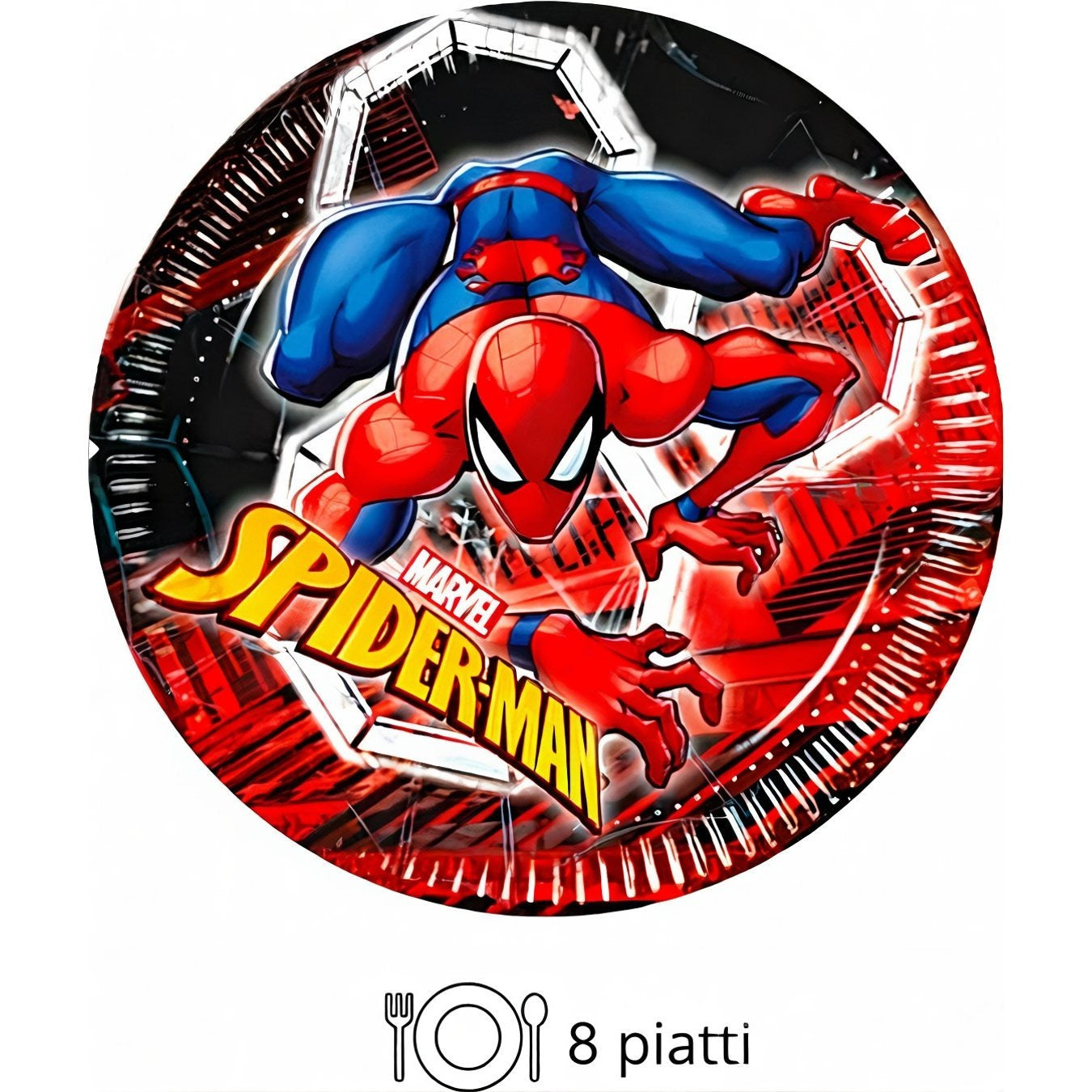 Kit Festa 8 Persone Set Tavola Addobbi Party Compleanno con 8 Piatti, 8 Bicchieri e tovaglioli - SPIDER