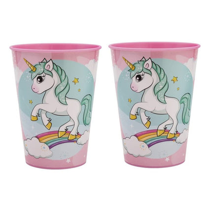Set 2 Bicchieri per Bambini 260 ml in plastica Senza BPA Regalo per Ragazzi (Unicorno)