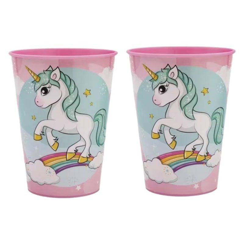 Set 2 Bicchieri per Bambini 260 ml in plastica Senza BPA Regalo per Ragazzi (Unicorno)