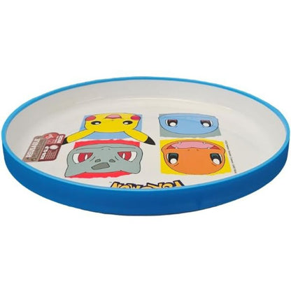 Set di stoviglie riutilizzabile per bambini bicolore – Set composto da 3 pezzi: Piatto, ciotola e bicchiere per bambini e bebé con base antiscivolo – Senza BPA (per POKEMON)