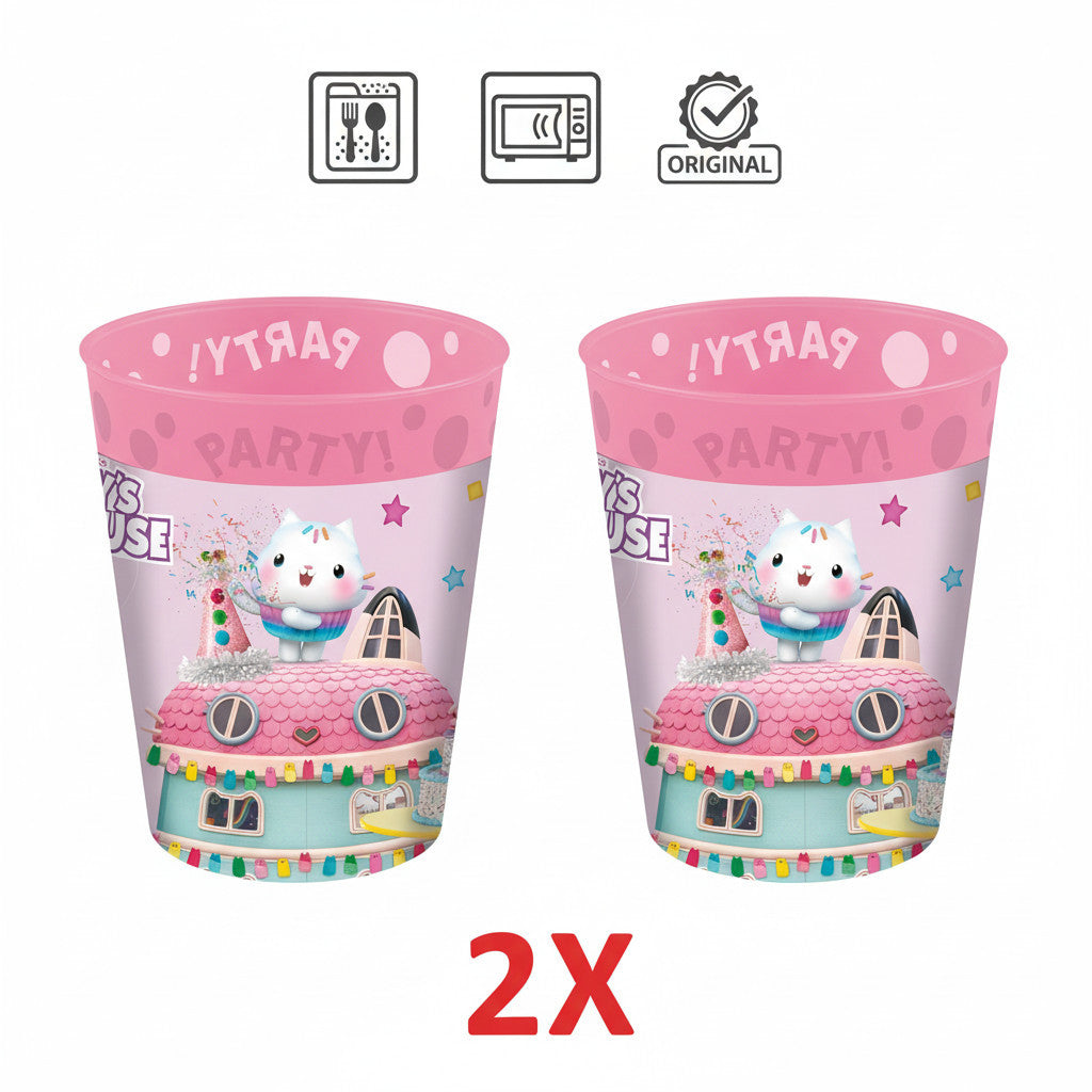 Set 2 Bicchieri per Bambini 260 ml in plastica Regalo per Bimbe - Adatto per lavastoglie e microonde - GABBY