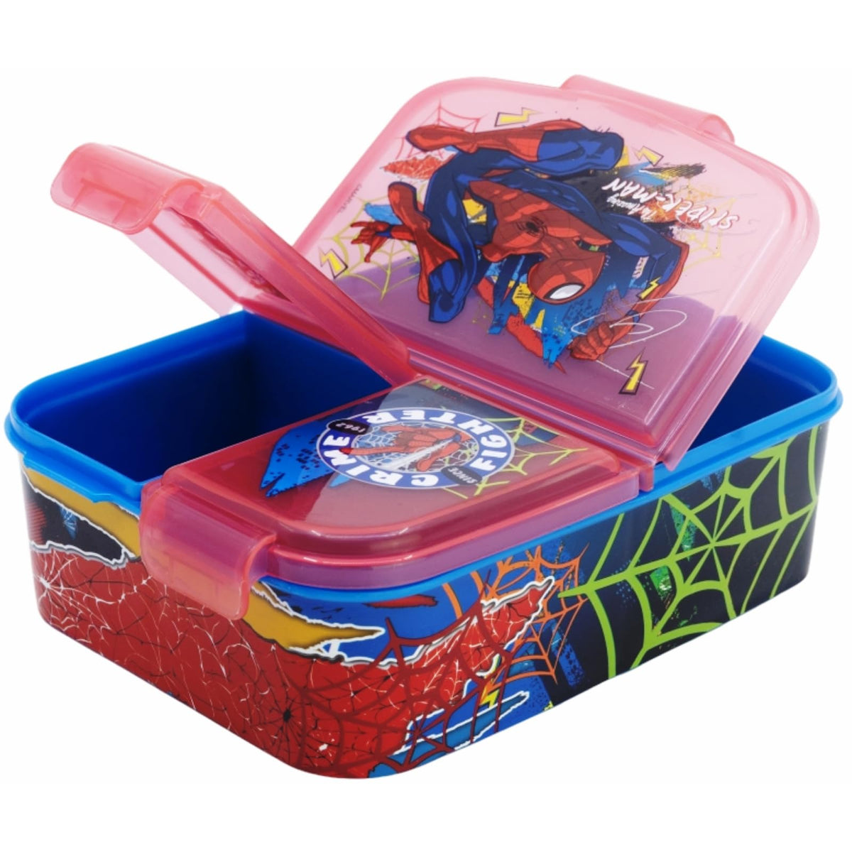 Porta Merenda Scuola con 3 scomparti Portamerenda in Plastica Bambini Pranzo Launch Box - BPA Free  Spiderman