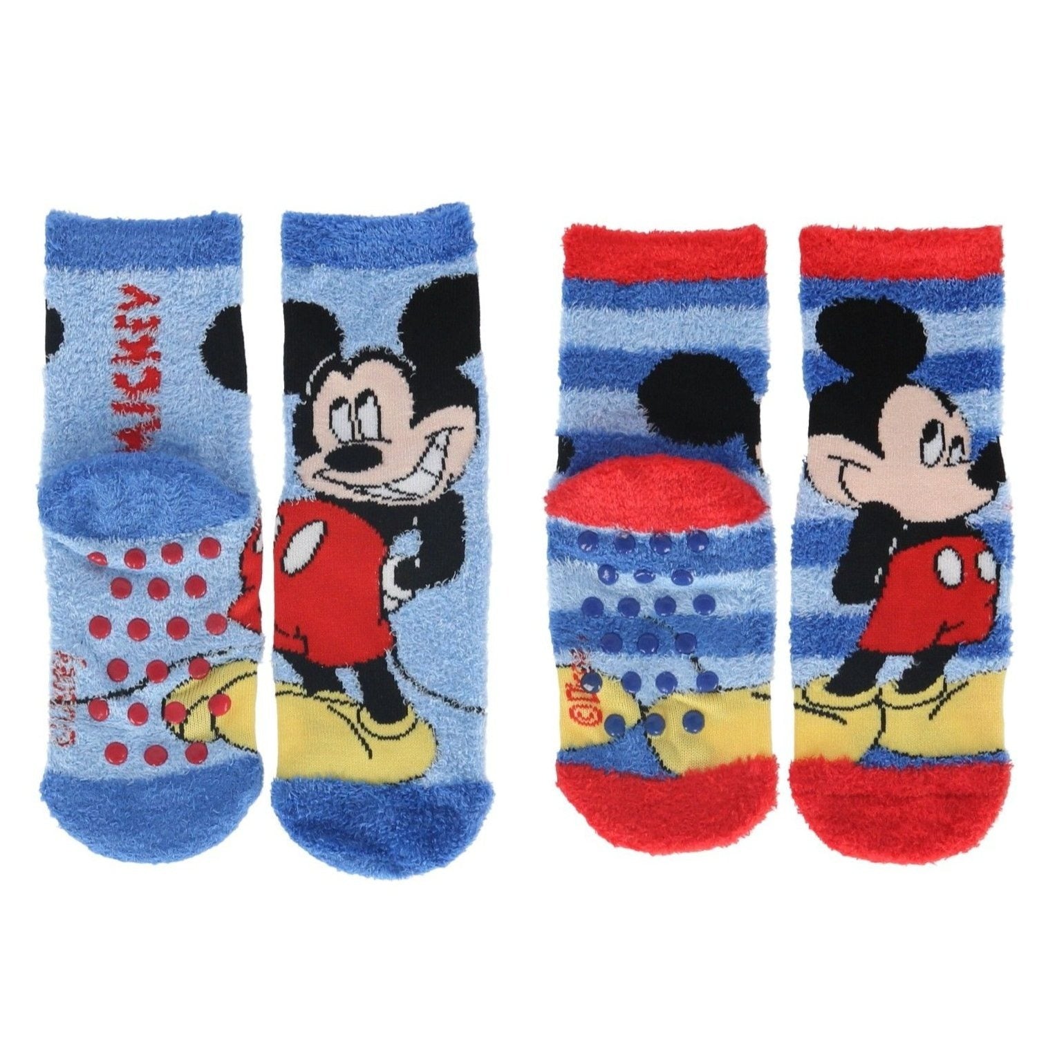 2 Paia Calzini Antiscivolo Ufficiali Mickey Mouse - Calze Bimbi Anti Scivolo
