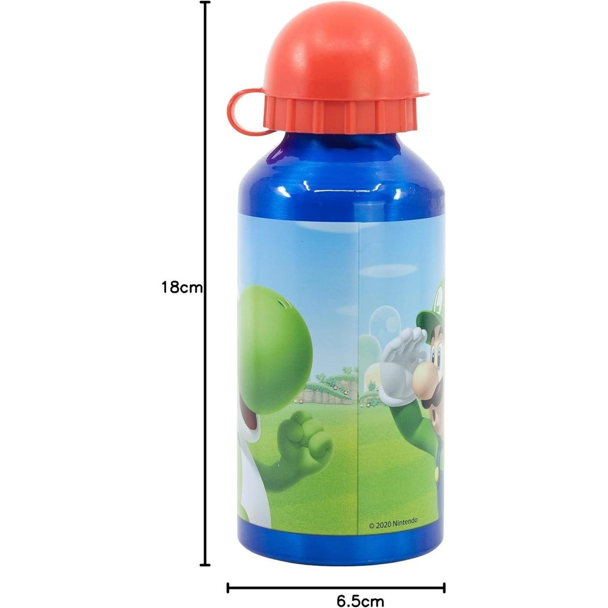 SUPER MARIO - Borraccia ufficiale Scuola Bottiglia Sport in lega di Alluminio per Bambini e Ragazzi 400ml con beccuccio 