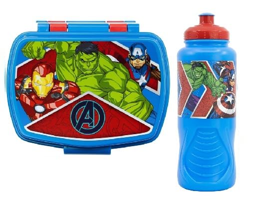 Set Pranzo Scuola 2 Pezzi Portamerenda e Borraccia in Plastica Bambini Bambino Merenda Launch Box - 