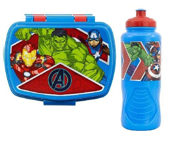 Set Pranzo Scuola 2 Pezzi Portamerenda e Borraccia in Plastica Bambini Bambino Merenda Launch Box - 