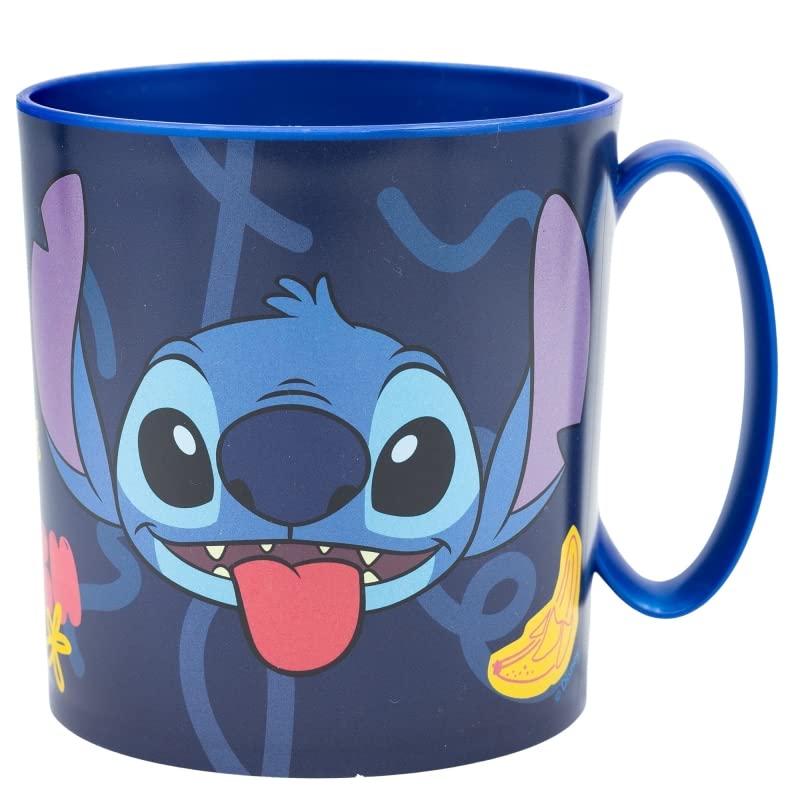 Tazza Bicchiere in plastica 350ml  Microonde con manico Bambini colazione BPA-free (Lilo & Stitch)