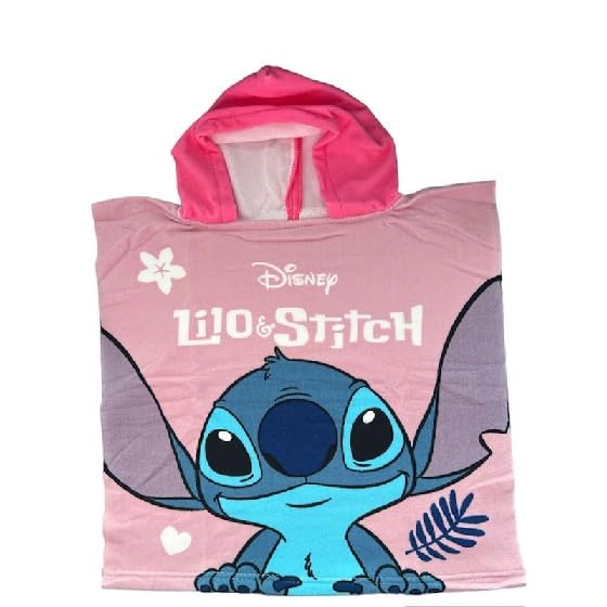 Poncho con cappuccio Asciugamano da spiaggia Mare e piscina Accappatoio in microfibra 55X90 cm asciugatura rapida, ultra morbido per STITCH bimba