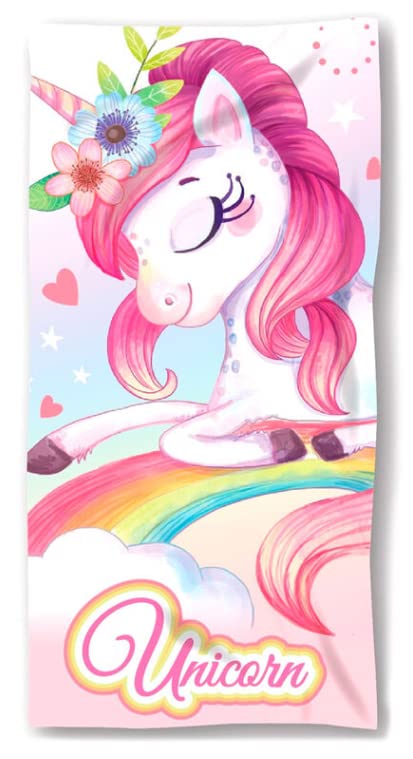 Telo Mare Asciugamano da spiaggia e piscina in microfibra CM. 140X70 asciugatura rapida, ultra morbido UNICORNO