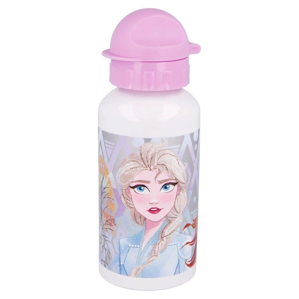 Borraccia Scuola Bottiglia Sport in Alluminio Bambini 400ml con Beccuccio Retraibile (Frozen)