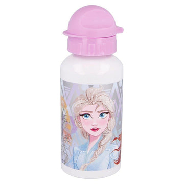 Borraccia Scuola Bottiglia Sport in Alluminio Bambini 400ml con Beccuccio Retraibile (Frozen)
