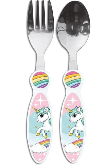 UNICORNO | Set Posate  Bambini in Acciaio Inossidabile - Forchetta e Cucchiaio (Unicorno)