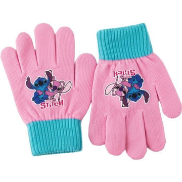 Disney Guanti Stitch bambini invernali, rosa e rosso, taglia unica