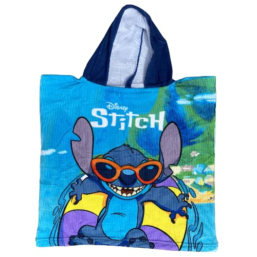 Poncho con cappuccio Asciugamano da spiaggia Mare e piscina Accappatoio in microfibra 55X90 cm asciugatura rapida, ultra morbido  STITCH bimbo