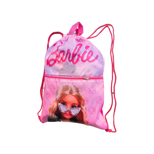 Sacca Sportiva con manici e tasca  Bambino, Borsa Coulisse Zaino  Asilo, Palestra, Piscina, Viaggio, Portascarpe ( BARBIE)